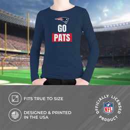 New England Patriots NFL Youth Team Slogan Long Sleeve Shirt  - Navy