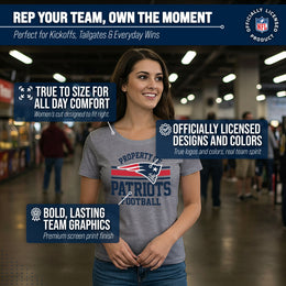 New England Patriots NFL Womens Short Sleeve Property of Tshirt - Gray