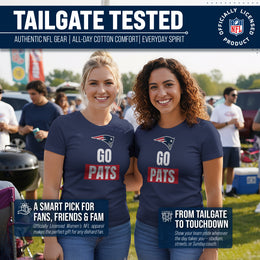 New England Patriots NFL Womens Team Slogan Short Sleeve Tshirt - Navy