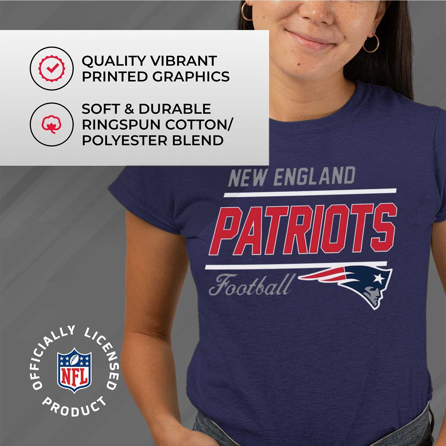 New England Patriots NFL Womens Plus Size Relaxed Fit T-Shirt - Navy