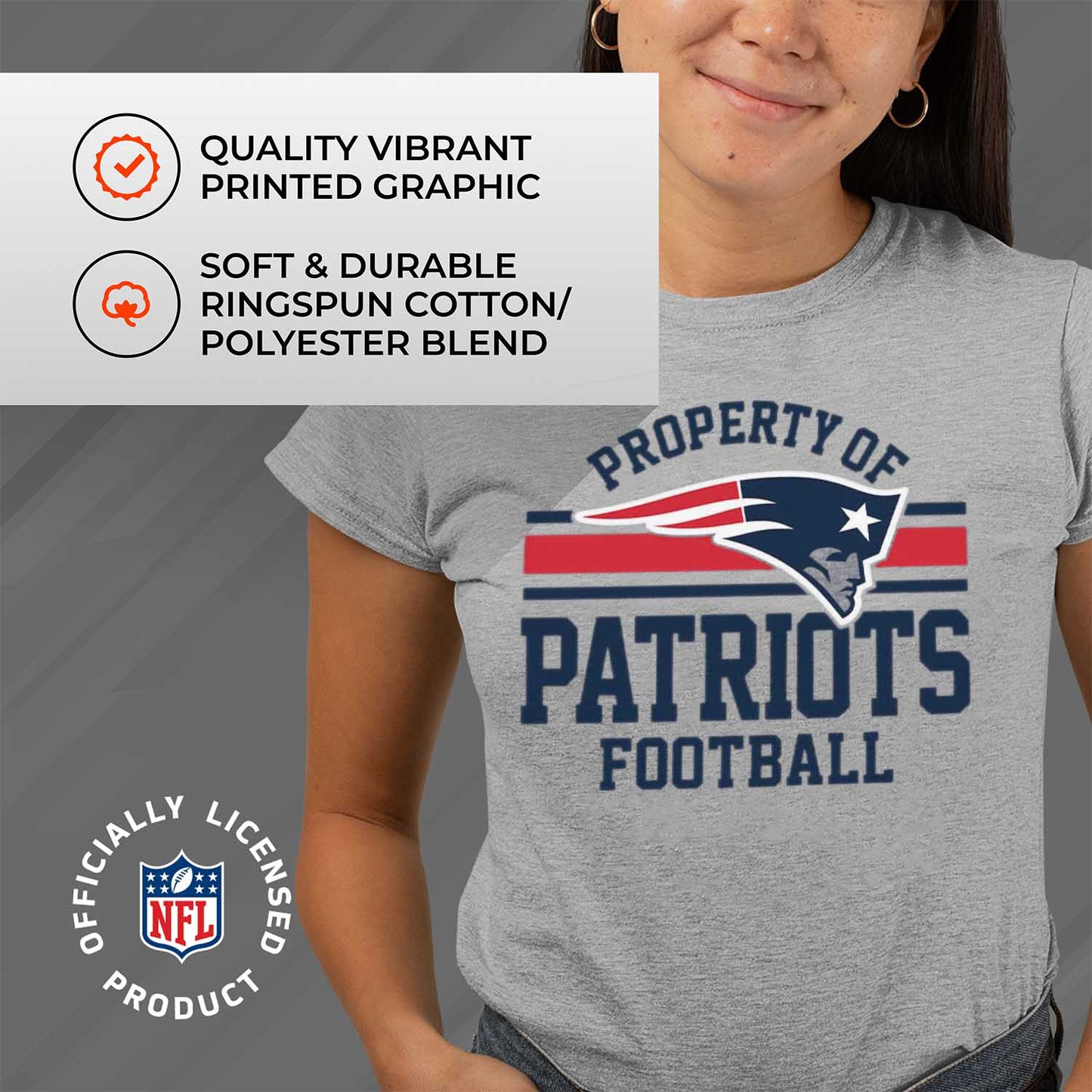 New England Patriots NFL Women's Property Of Lightweight Plus Size T-Shirt - Sport Gray