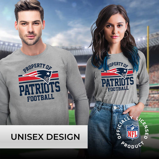 New England Patriots NFL Adult Property Of Long SleeveT Shirt - Sport Gray