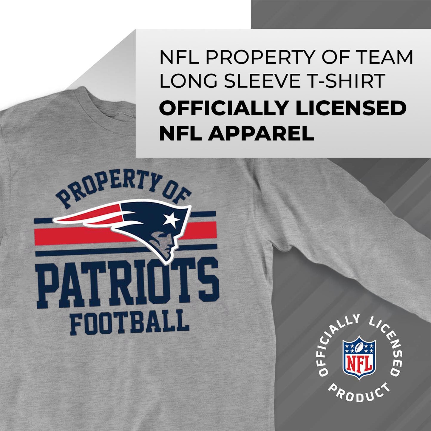 New England Patriots NFL Adult Property Of Long SleeveT Shirt - Sport Gray