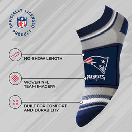 New England Patriots NFL Adult Marquis Addition No Show Socks - Navy