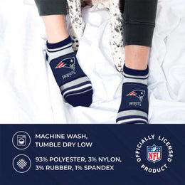 New England Patriots NFL Adult Marquis Addition No Show Socks - Navy