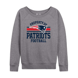 New England Patriots NFL Womens Property of Lighweight Crew Neck - Sport Gray