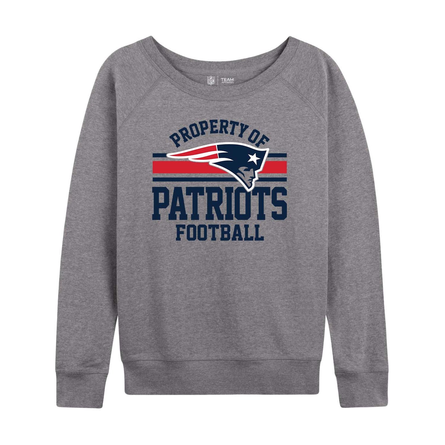 New England Patriots NFL Womens Property of Lighweight Crew Neck - Sport Gray