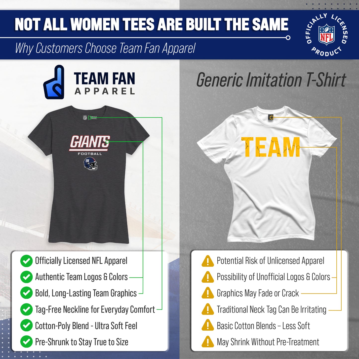 New York Giants Women's NFL Football Helmet Short Sleeve Tagless T-Shirt - Charcoal