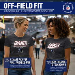 New York Giants Women's NFL Football Helmet Short Sleeve Tagless T-Shirt - Charcoal