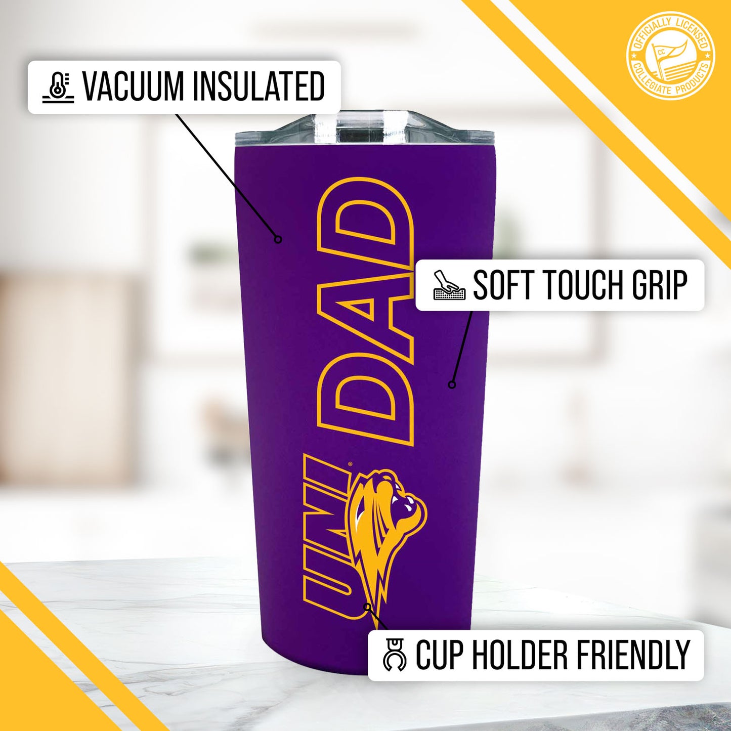Northern Iowa Panthers NCAA Stainless Steel Travel Tumbler for Dad - Purple