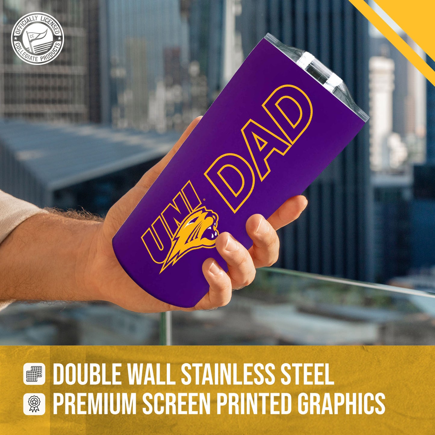 Northern Iowa Panthers NCAA Stainless Steel Travel Tumbler for Dad - Purple