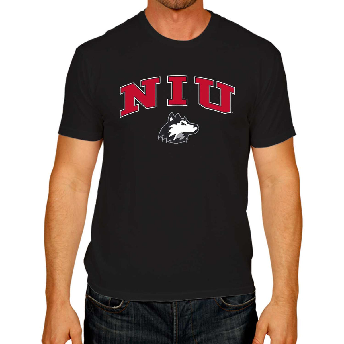 Northern Illinois Huskies  Arch and Logo Short Sleeve T-shirt - Black