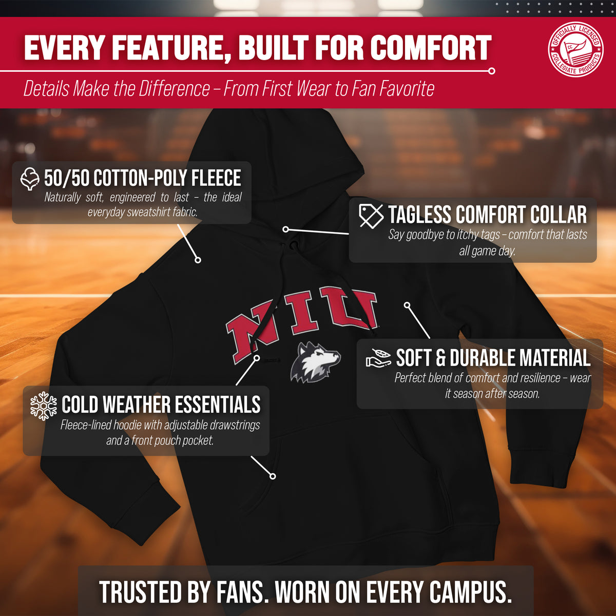 NIU Arch & Logo Gameday Hoodie - Black