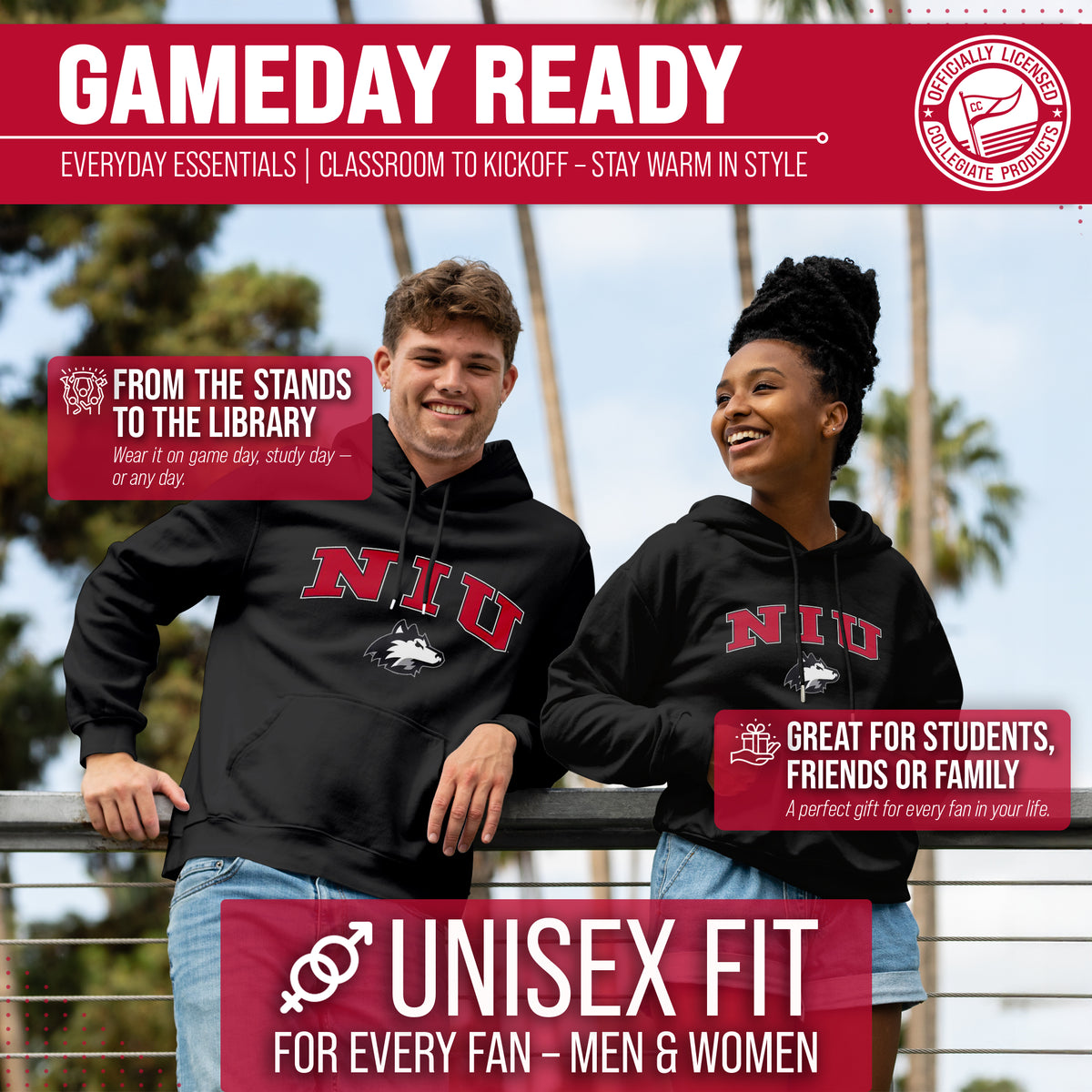 NIU Arch & Logo Gameday Hoodie - Black