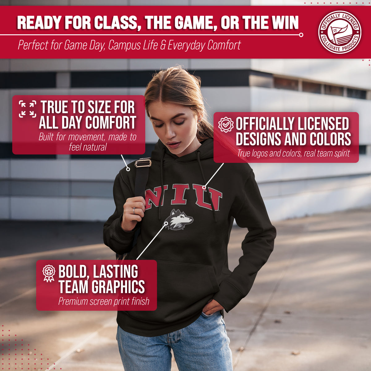 NIU Arch & Logo Gameday Hoodie - Black