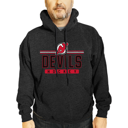 New Jersey Devils NHL Adult Heather Charcoal True Fan Hooded Sweatshirt Unisex - Charcoal