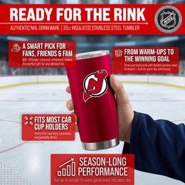 New Jersey Devils NHL Hockey 20oz Stainless Steel Vacuum Insulated Game Day Tumbler with Silicone Grip - Red