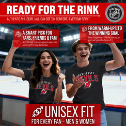New Jersey Devils NHL Adult Powerplay Heathered Unisex T-Shirt - Black Heather