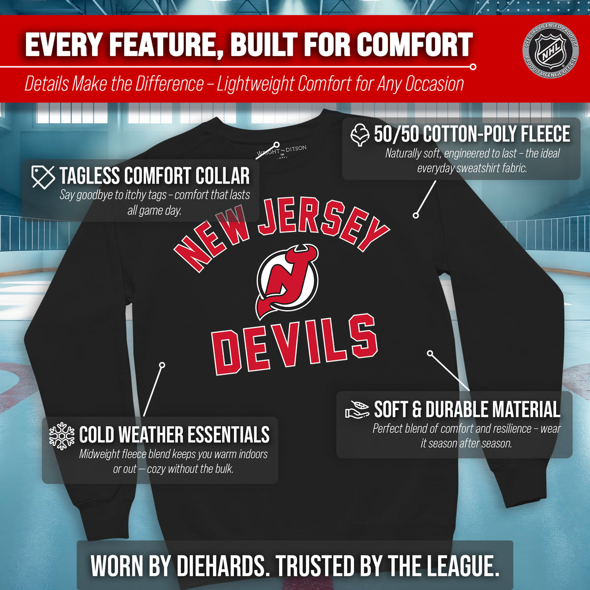 NFL Gameday Crewneck Sweatshirt, Cotton Fleece Pullover Men Women