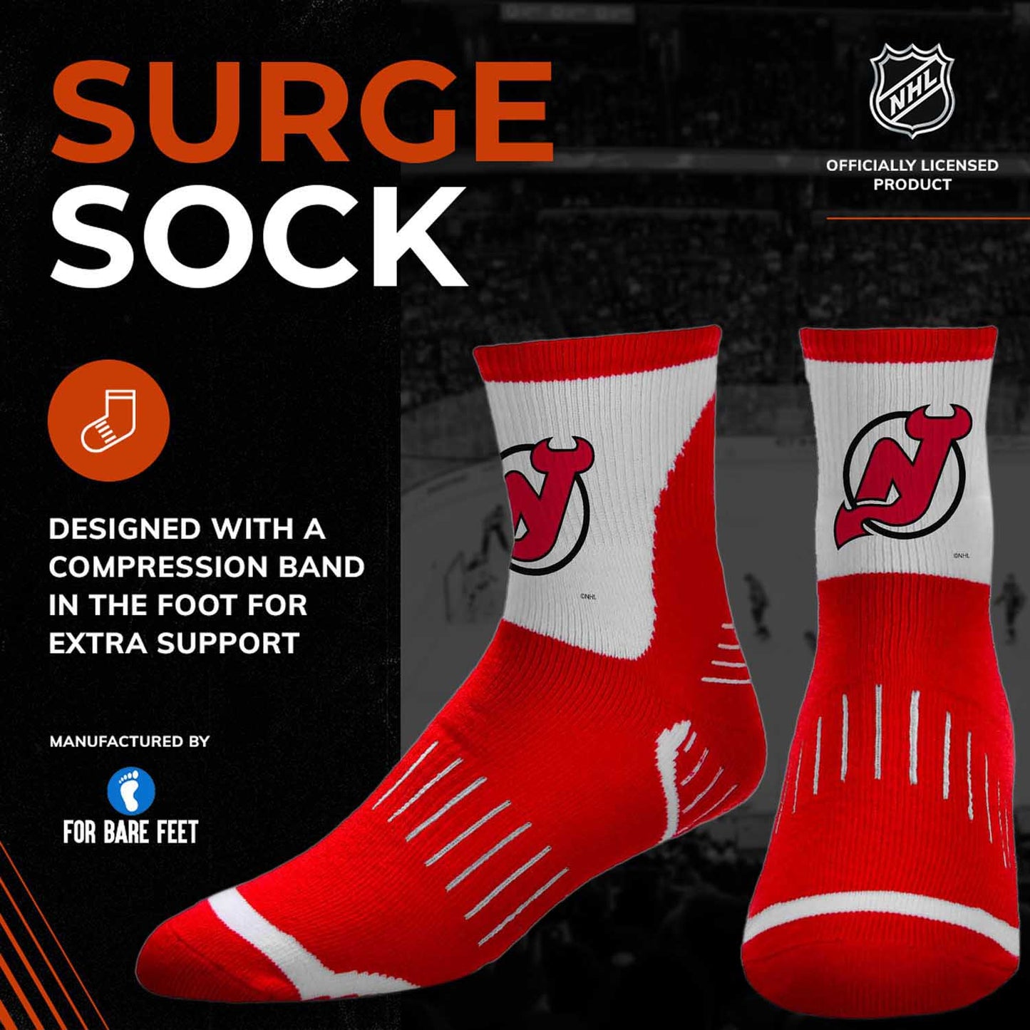 New Jersey Devils NHL Youth Surge Socks - Red