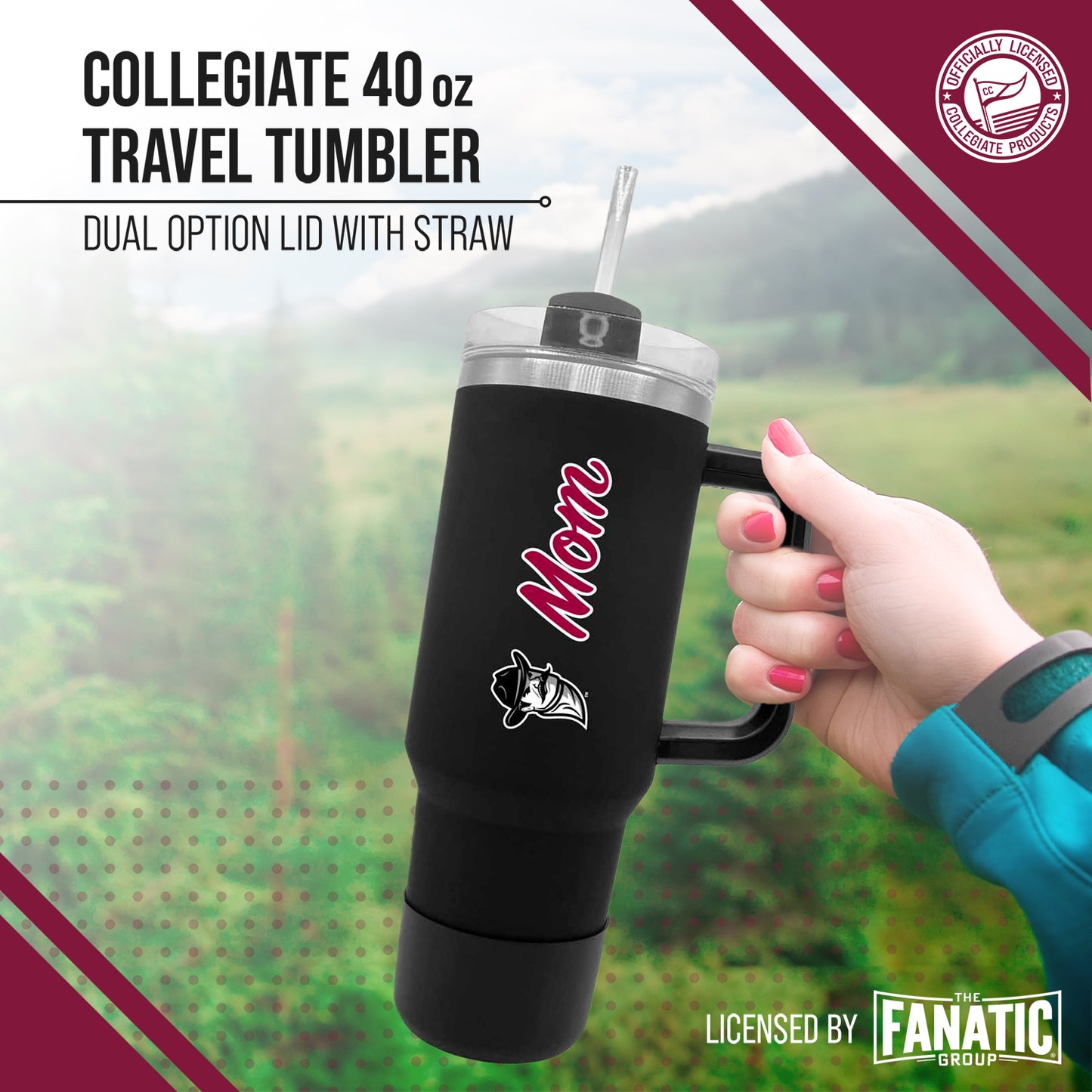 New Mexico State Aggies Collegiate 40oz Stainless Steel Travel Tumbler with Handle for Mom - Black