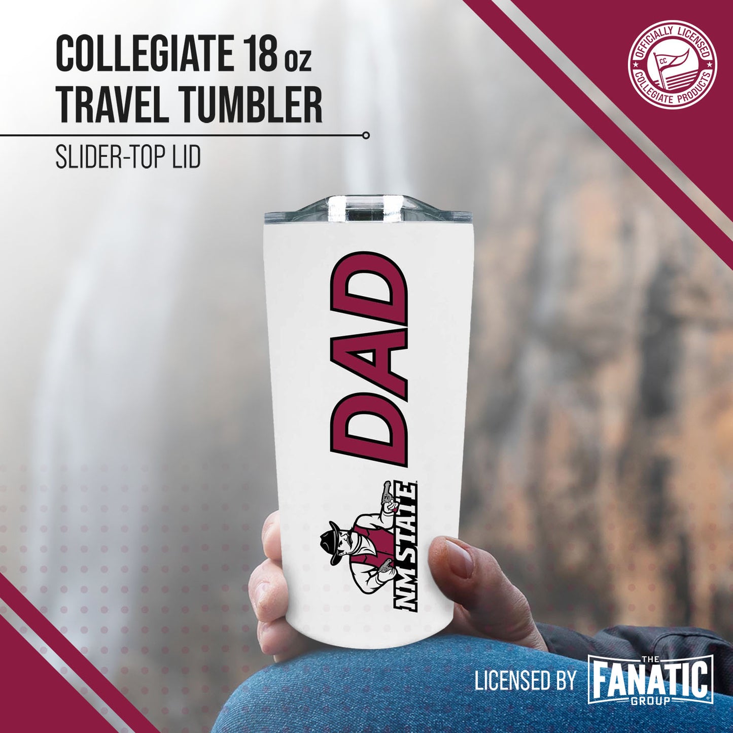 New Mexico State Aggies NCAA Stainless Steel Travel Tumbler for Dad - White