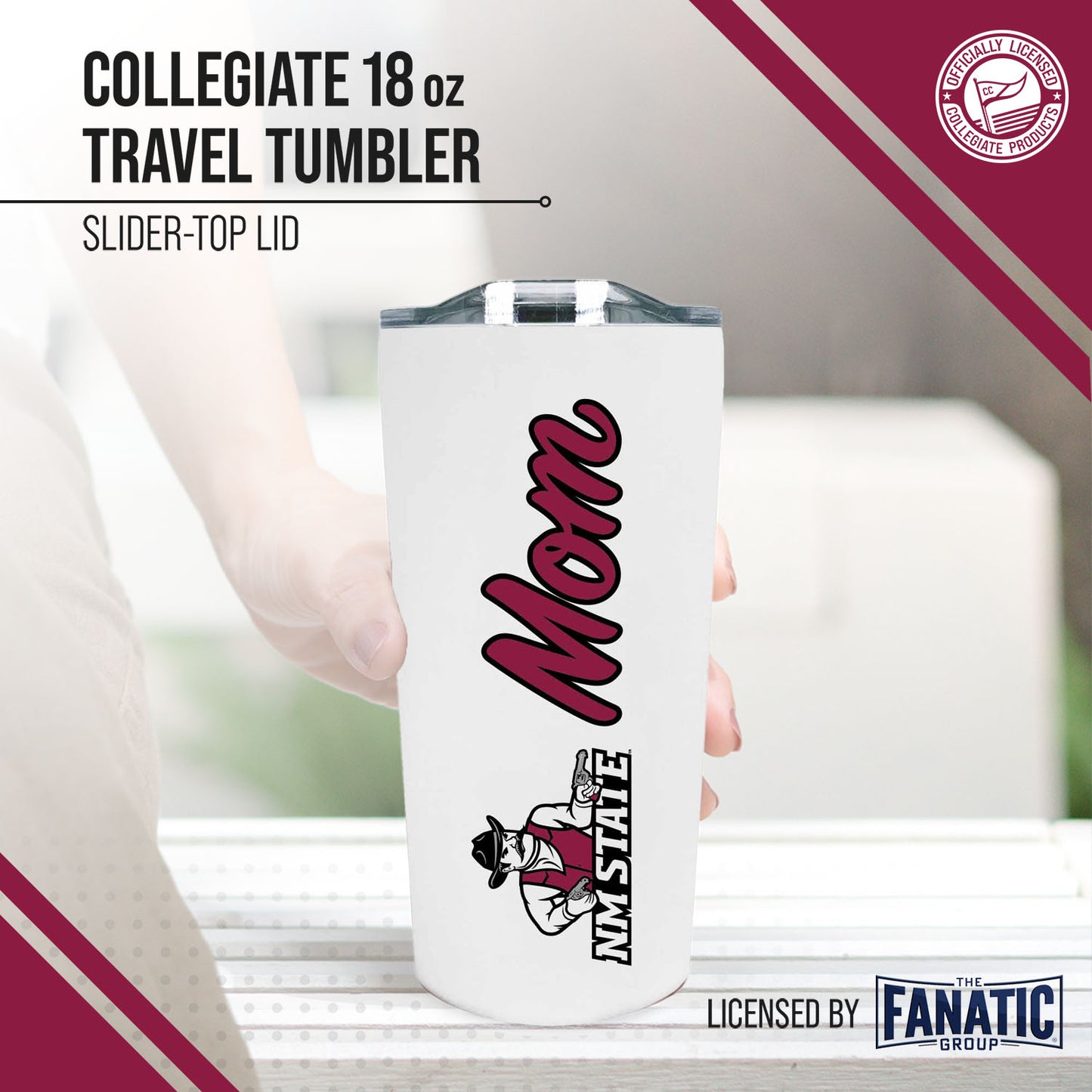 New Mexico State Aggies NCAA Stainless Steel Travel Tumbler for Mom - White