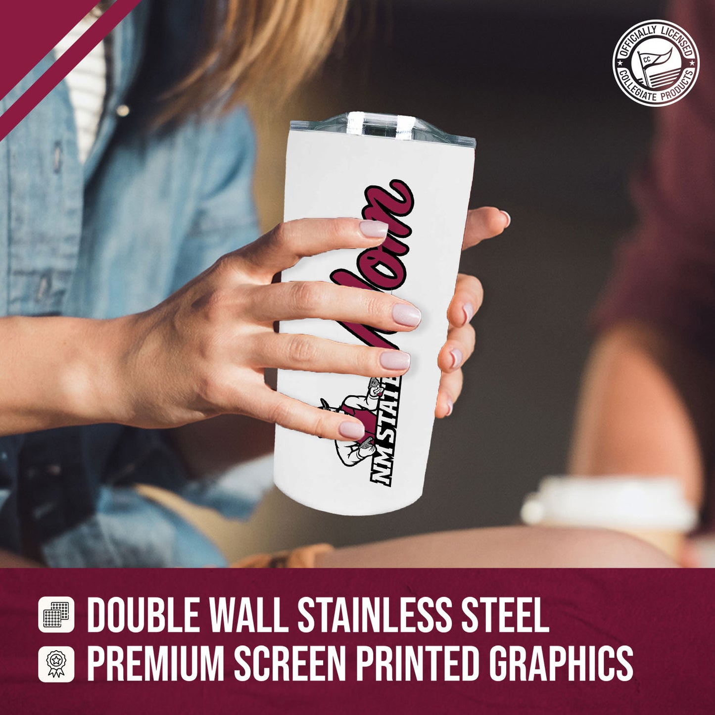 New Mexico State Aggies NCAA Stainless Steel Travel Tumbler for Mom - White