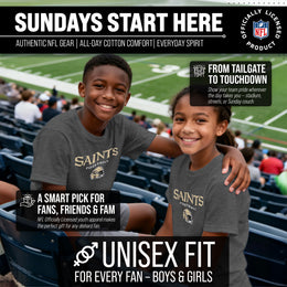 New Orleans Saints NFL Youth Football Helmet Tagless T-Shirt - Charcoal