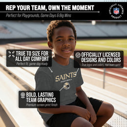 New Orleans Saints NFL Youth Football Helmet Tagless T-Shirt - Charcoal