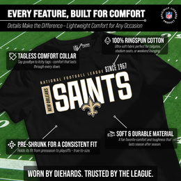 New Orleans Saints NFL Adult Modern Endzone Tag-Less T-Shirt - Black