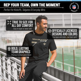 New Orleans Saints Adult NFL Speed Stat Sheet T-Shirt - Black