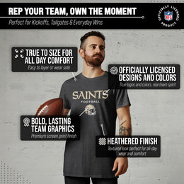 New Orleans Saints NFL Adult Football Helmet Tagless T-Shirt - Charcoal
