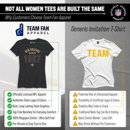 New Orleans Saints NFL Womens Big Date Tag-Less T-Shirt - Black
