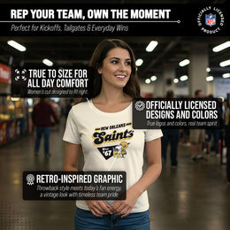 New Orleans Saints NFL Womens Vintage Charm Tag-Less Soft T-Shirt - Birch