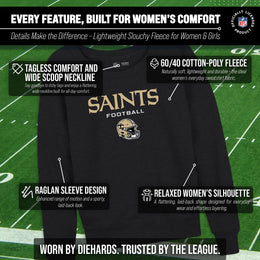 New Orleans Saints NFL Womens Helmet French Terry Slouchy Top - Charcoal