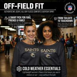 New Orleans Saints NFL Womens Helmet French Terry Slouchy Top - Charcoal