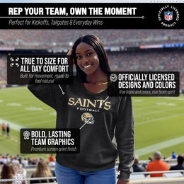 New Orleans Saints NFL Womens Helmet French Terry Slouchy Top - Charcoal