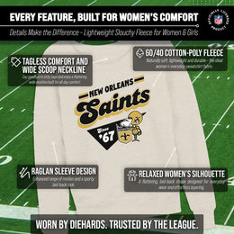 New Orleans Saints NFL Womens Vintage Charm French Terry Slouchy Top - Birch