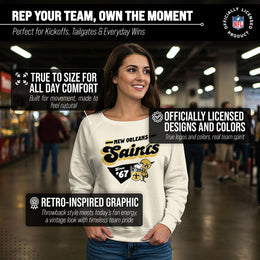 New Orleans Saints NFL Womens Vintage Charm French Terry Slouchy Top - Birch