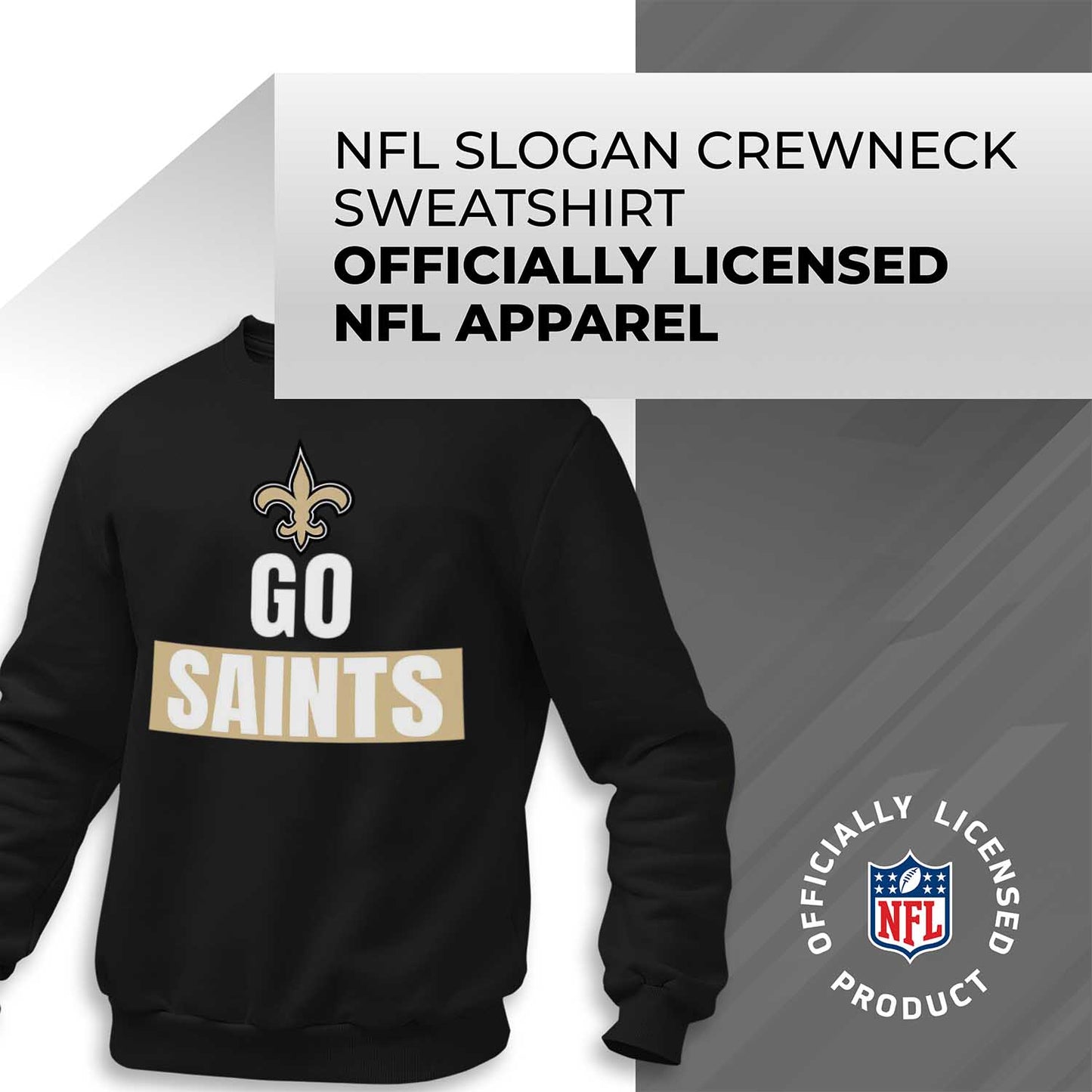 New Orleans Saints NFL Adult Slogan Crewneck Sweatshirt - Black