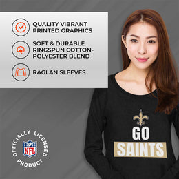 New Orleans Saints NFL Womens Plus Size Team Slogan Crew Neck - Black