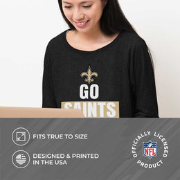New Orleans Saints NFL Womens Plus Size Team Slogan Crew Neck - Black