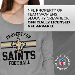 New Orleans Saints NFL Womens Plus Size Property of Lightweight Crew Neck - Sport Gray