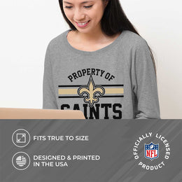 New Orleans Saints NFL Womens Property of Lighweight Crew Neck - Sport Gray