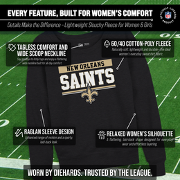 New Orleans Saints NFL Womens Team Block French Terry Slouchy Top - Charcoal
