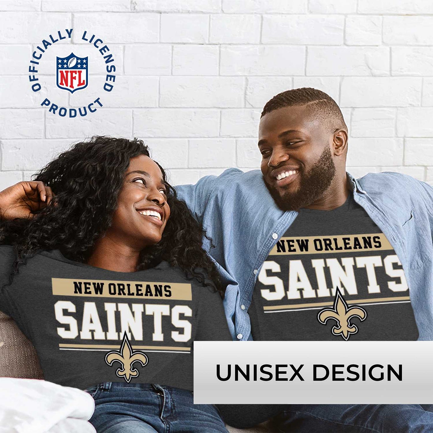 New Orleans Saints NFL Adult Charcoal Long Sleeve T Shirt - Charcoal