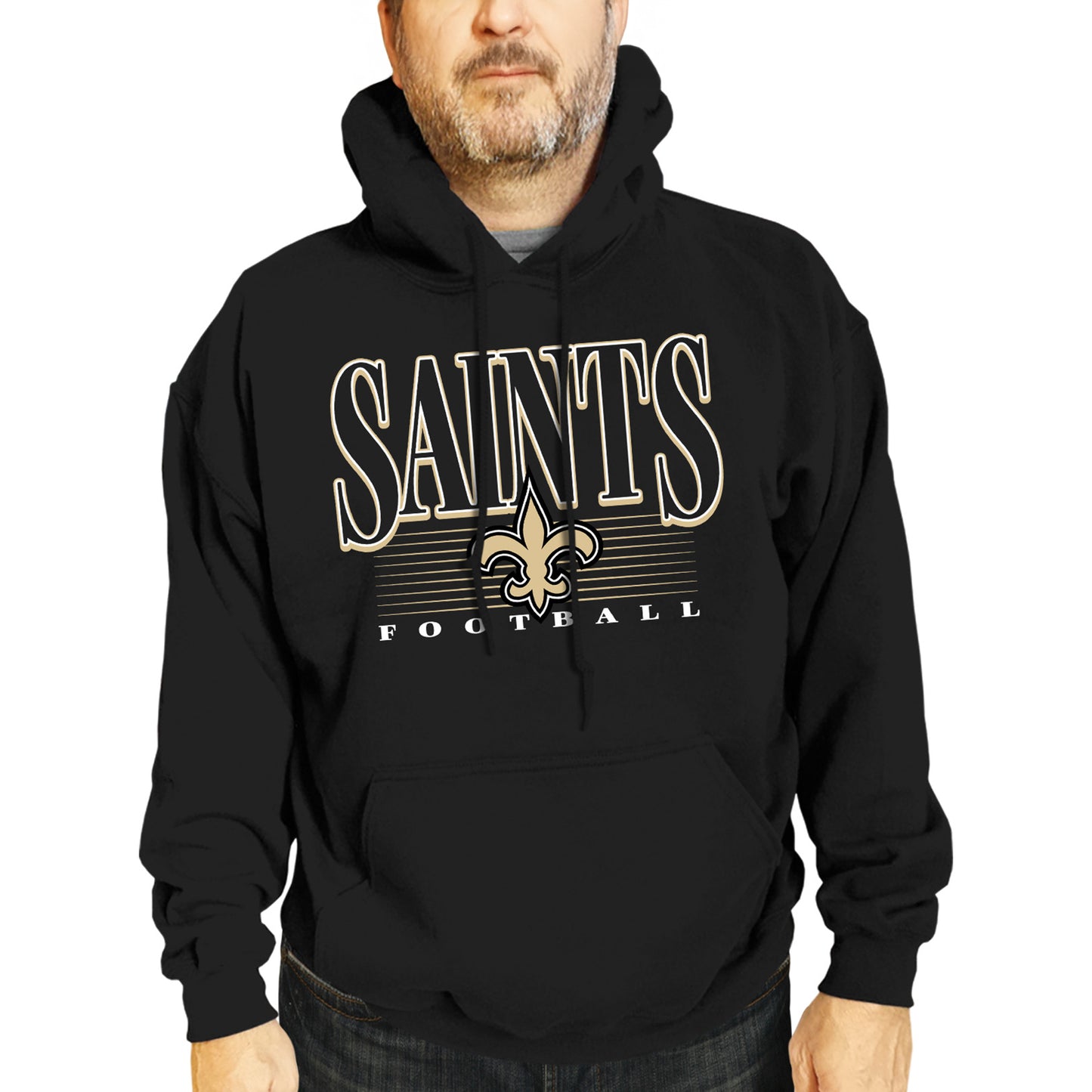 New Orleans Saints NFL Adult Unisex Overtime Blueprint Soft Fleece Hooded Sweatshirt - Black