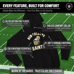 New Orleans Saints NFL Adult Unisex Retro Gameday Ultra Soft Fleece Hooded Sweatshirt - Black
