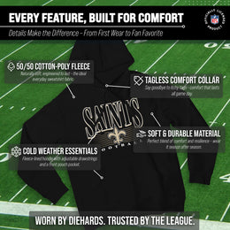 New Orleans Saints NFL Adult Unisex Overtime Blueprint Soft Fleece Hooded Sweatshirt - Black